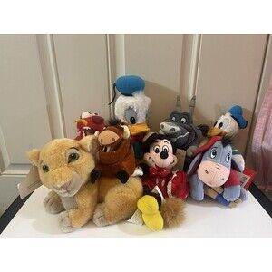Lot Of 8 Disney Store Disneyland Donald Lion King Mushu Eeyore Hunchback Plush